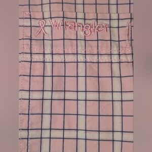 Mens Wrangler Breast Cancer Awareness Plaid Shirt XL
